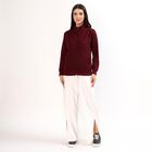 Women's Deep Burgundy High Neck Casual Sweatshirt, वाइन, small image number null