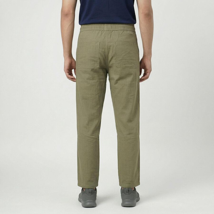 Men's Green Slim Fit Casual Trousers, Light Green, large