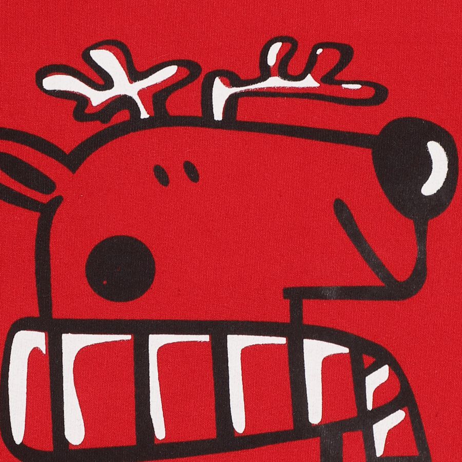 Infants Bright Cherry Red Cotton Crew Neck Casual Sweatshirt, Red, large image number null