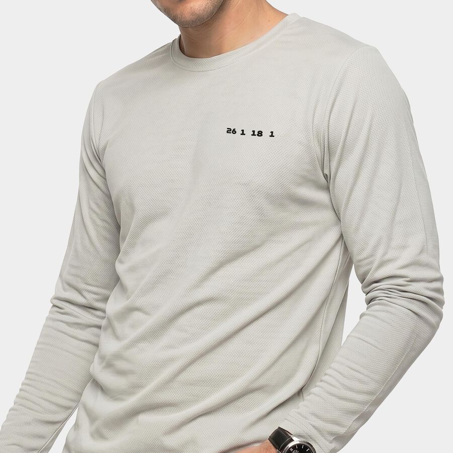 Men's Grey Round Neck Regular T-Shirt, हल्का ग्रे, large