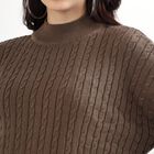 Women's Muted Beige Crew Neck Casual Pullover, गहरा पीला, small image number null