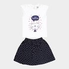 Infants Yellow Hippo Cotton Skirt Top Set, White, small image number null