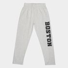 Boys' Ecru Melange Cotton Blend Elastic Waist Pyjama, Ecru Melange, small