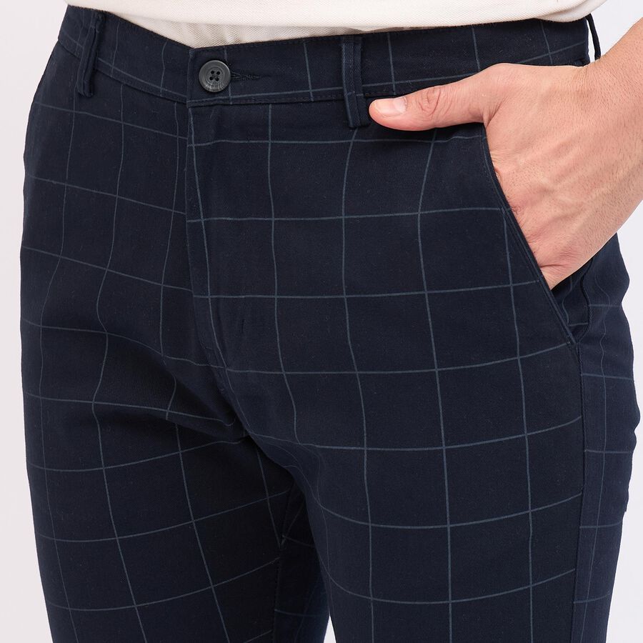 Men's Cross Pocket Slim Fit Casual Trousers, Navy Blue, large image number null