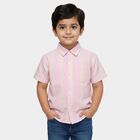 Boys Light Pink Cotton Half Sleeve Classic Collar Casual Shirt, Pink, small image number null