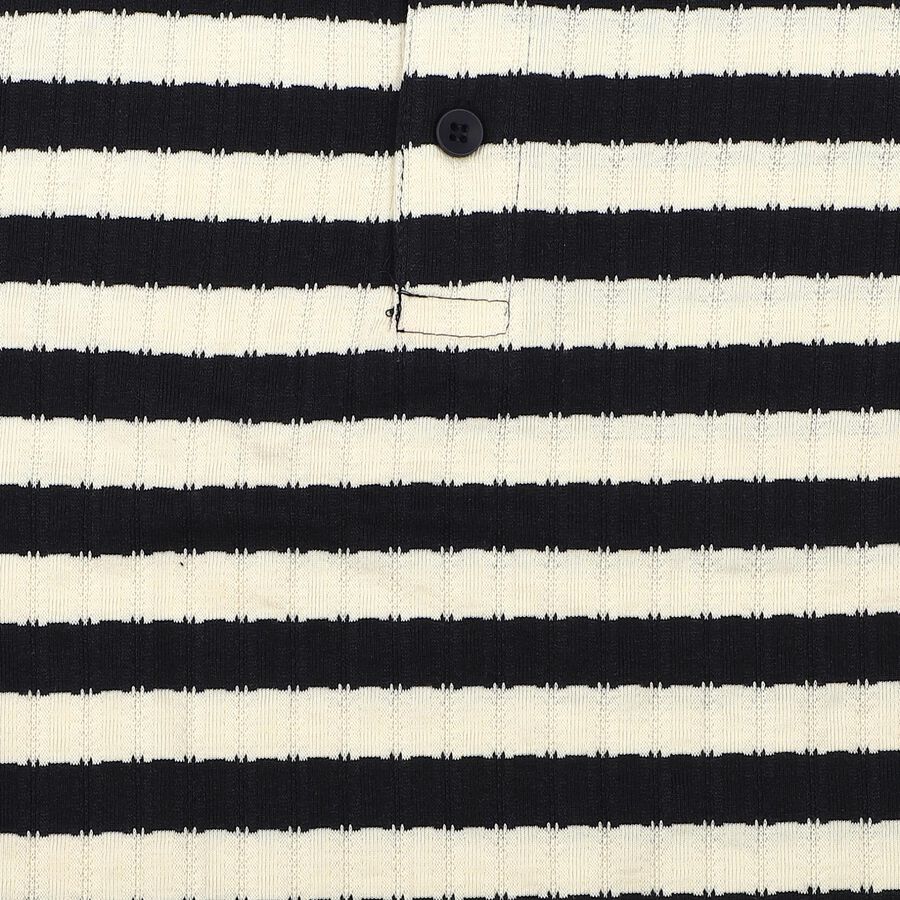 Boys' Navy Blue Polo Neck Striped Polo T-Shirt, Navy Blue, large