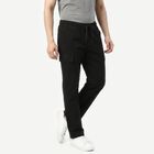 Men's Black Slim Fit Cargo Trousers, Black, small