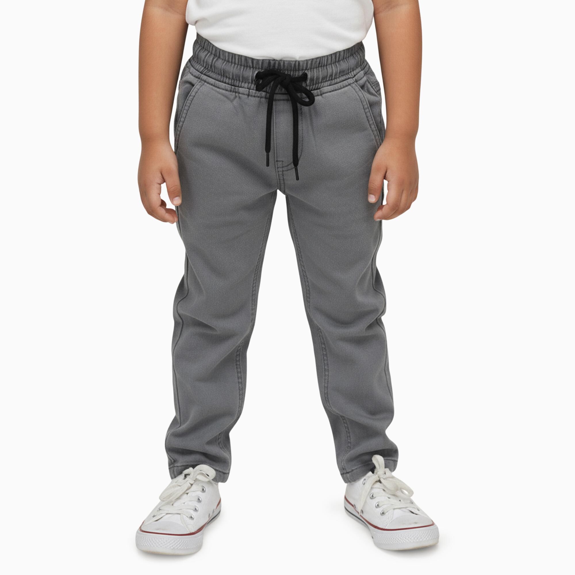 Slant Boys' Muted Charcoal Grey Regular Fit Elastic Waist Jeans