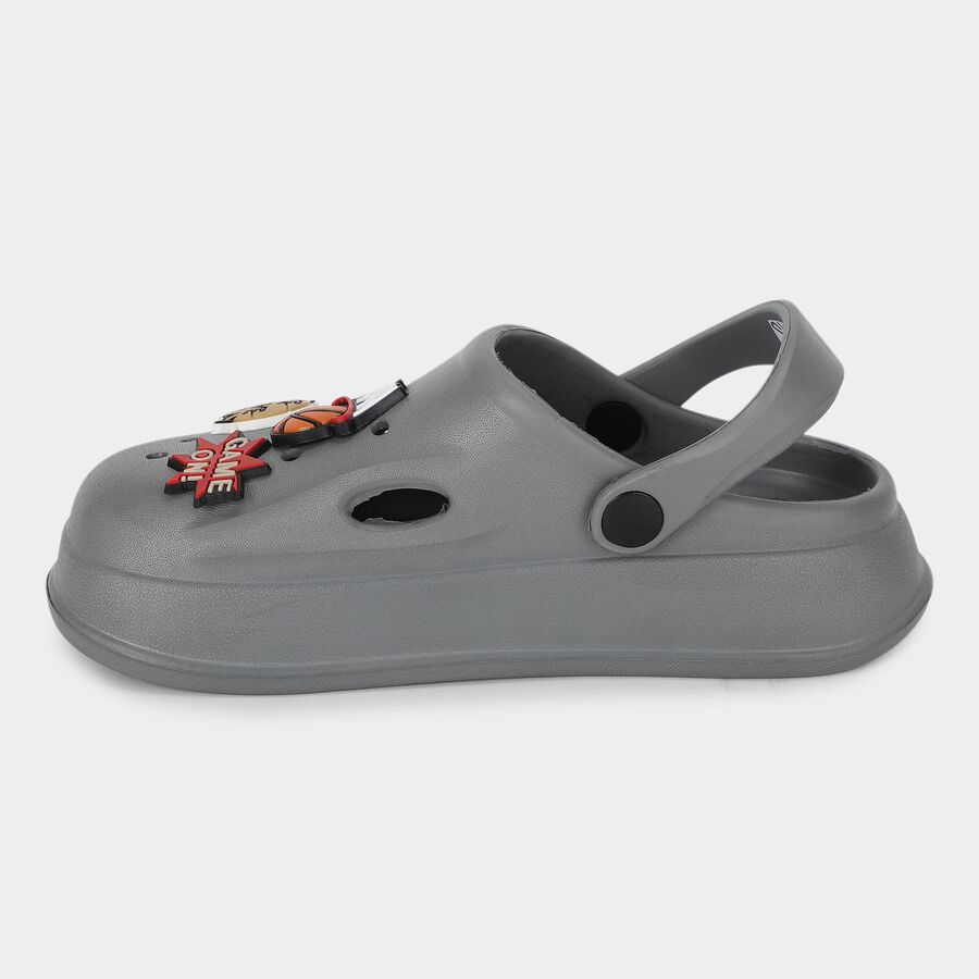 Boys Grey Slip-On Clogs Sandals, Grey, large