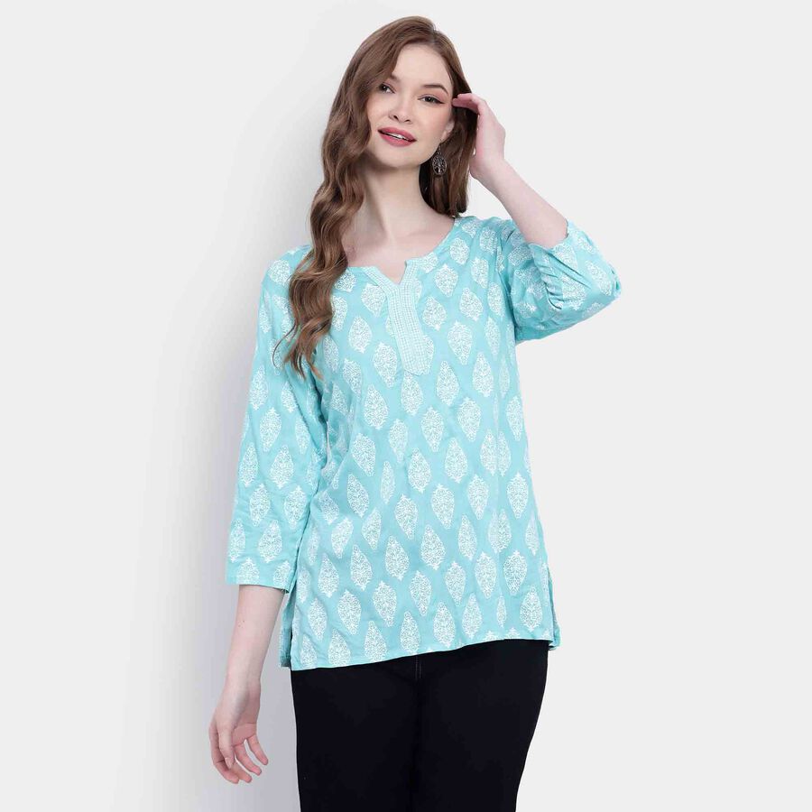 Printed Kurti, Light Blue, large image number null