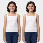 Girls White Cotton Straight Neck Quilted Vest, White, small