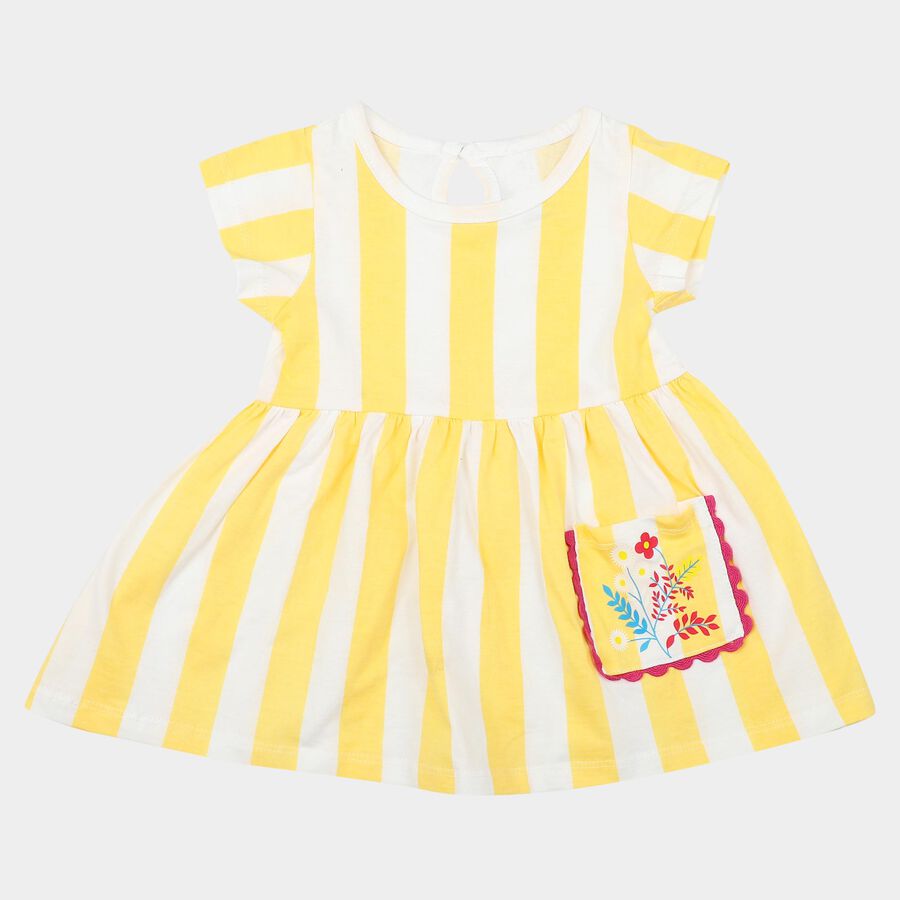 Infants' Yellow Striped Fit and Flare Frock, Yellow, large