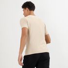 Men's Light Beige Crew Neck Athleisure T-Shirt, Beige, small image number null