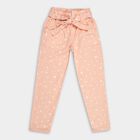 Girls' 100% Cotton Trousers, Peach, small image number null