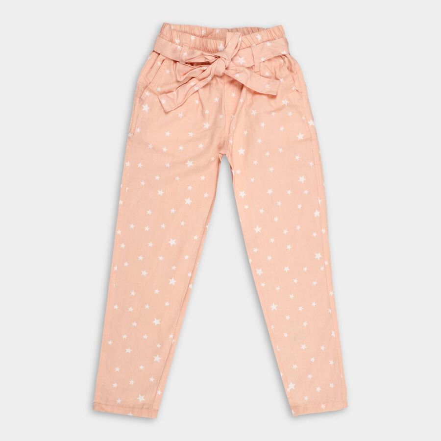 Girls' 100% Cotton Trousers, Peach, large image number null