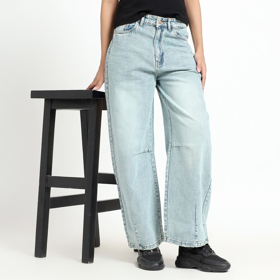 Women's Light Blue Wide Leg High Rise Jeans, Light Blue, large image number null