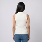 Women's Cream Polo Neck Polo T-Shirt, Off White, small