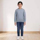 Girls' Light Blue Crew Neck Knitted Pullover, हल्का नीला, small