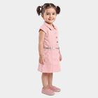 Girls Pink A-Line Solid Shirt Style Frock, Light Pink, small