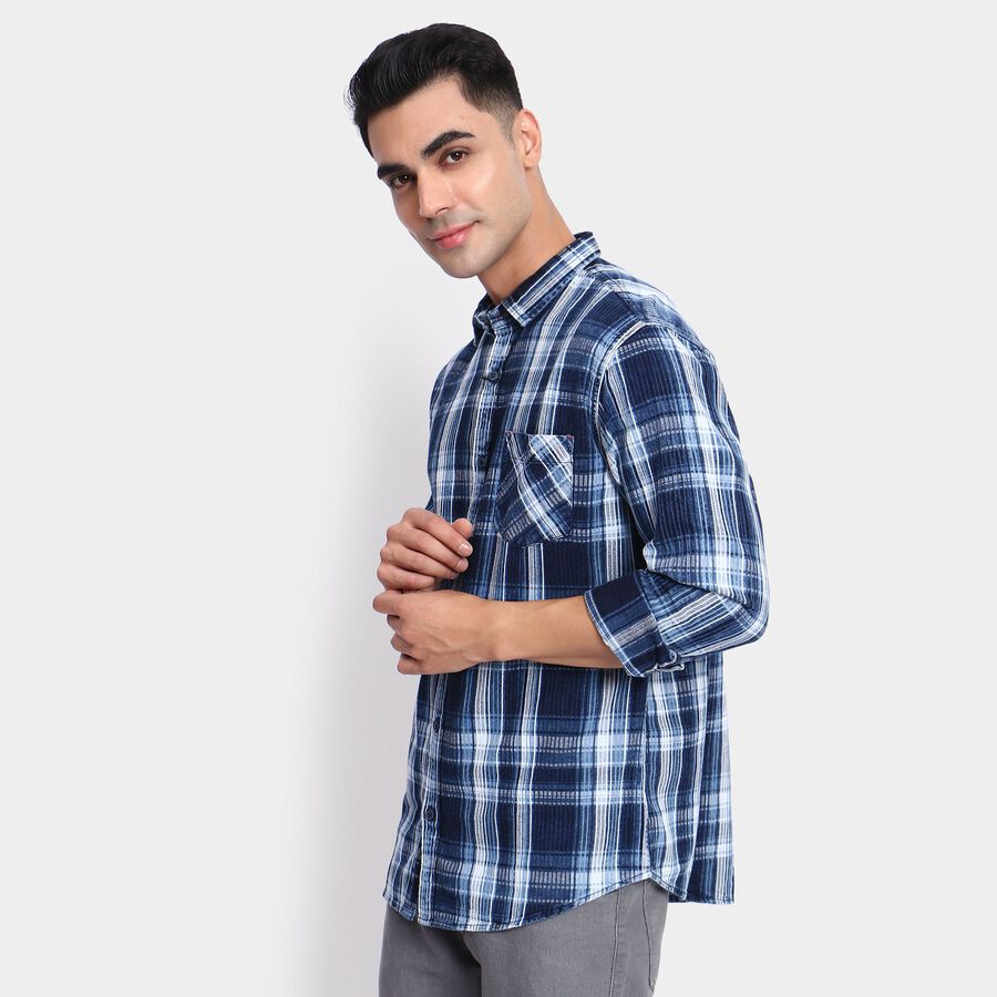 Men's 100% Cotton Casual Shirt, Navy Blue, large image number null
