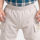 Infants Grey Jogger Fit Solid Cargo Pocket Pyjama, Light Grey, small