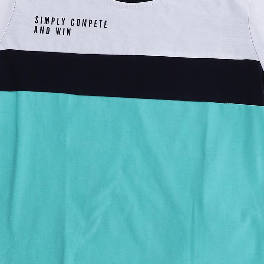 Boys' White Cotton Round Neck Color-Blocked Baba Suit, White, large image number null