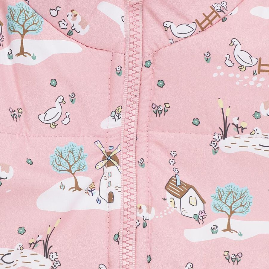 Infants Light Pink High Neck Casual Jacket, हल्का गुलाबी, large image number null