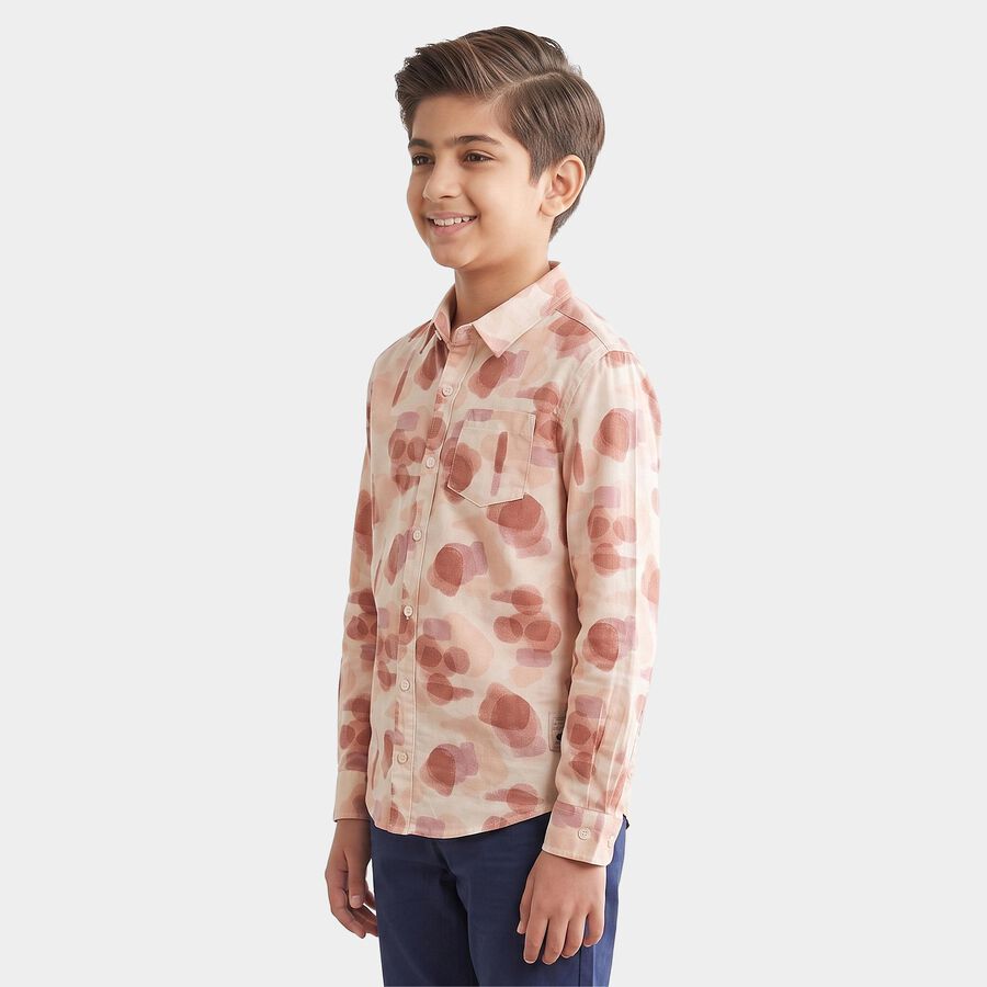Boys Off White Cotton Casual Shirt, Off White, large