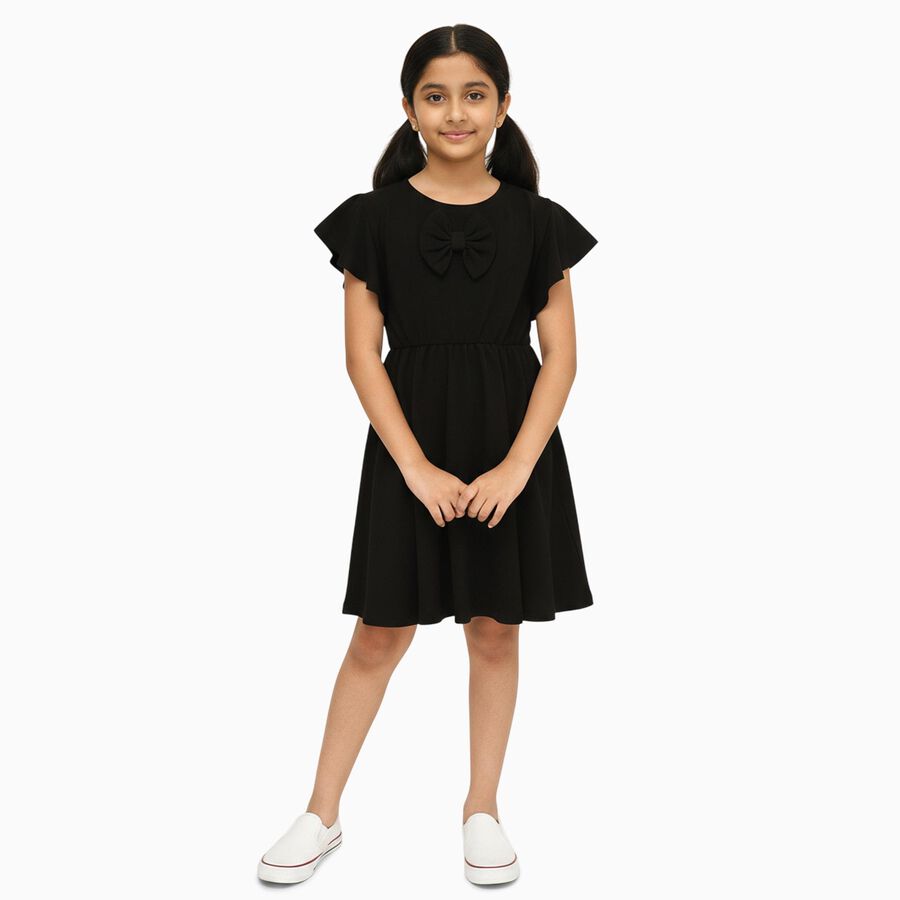 Girls' Dress, Black, large image number null