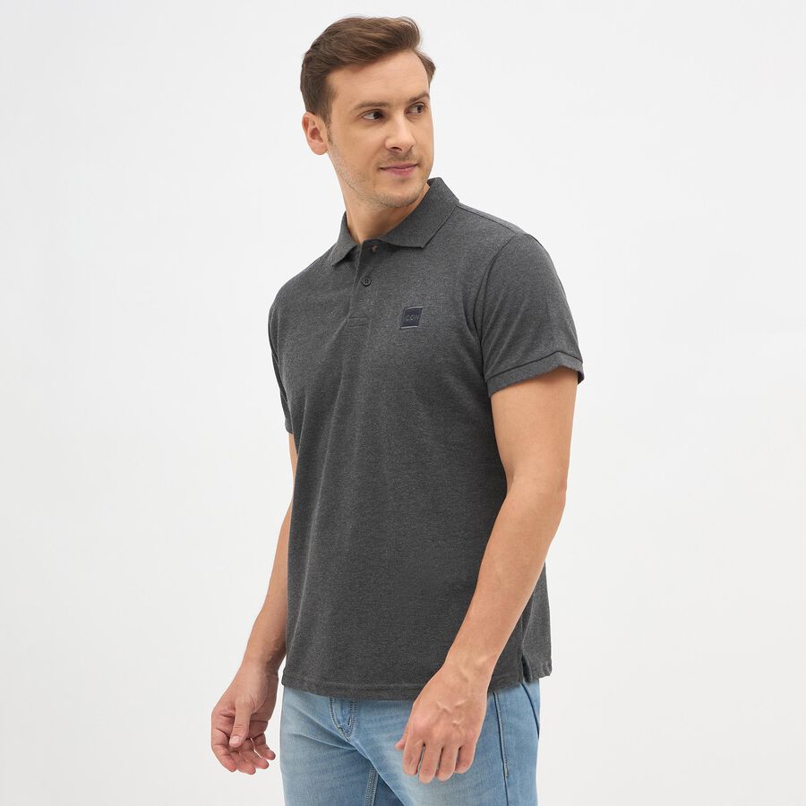 Men's Collared Half Sleeves T-Shirt, चारकोल, large image number null