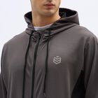 Men's Dark Grey Hooded Athleisure Jacket, Dark Grey, small