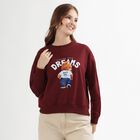 Women's Deep Burgundy Crew Neck Casual Sweatshirt, Wine, small image number null