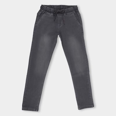 Boys Charcoal Grey Regular Fit Elasticated Jeans