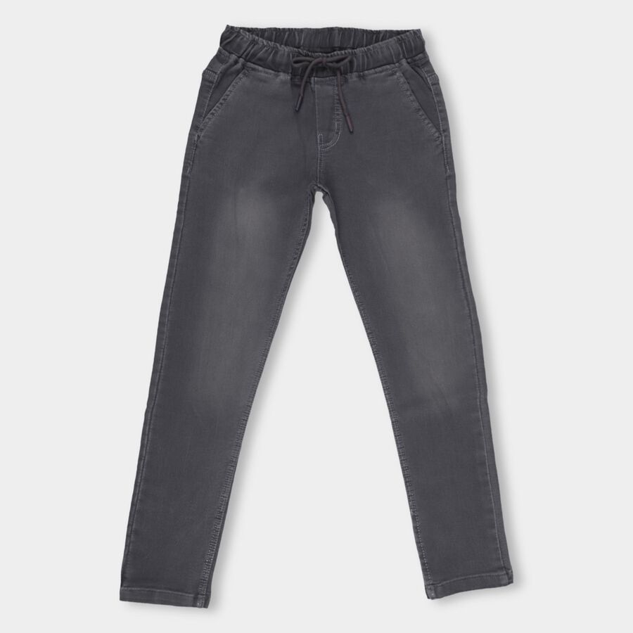 Boys Charcoal Grey Regular Fit Elasticated Jeans, हल्का ग्रे, large image number null