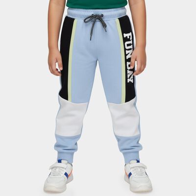 Boys' Light Blue Color-Block Cotton Blend Pyjama