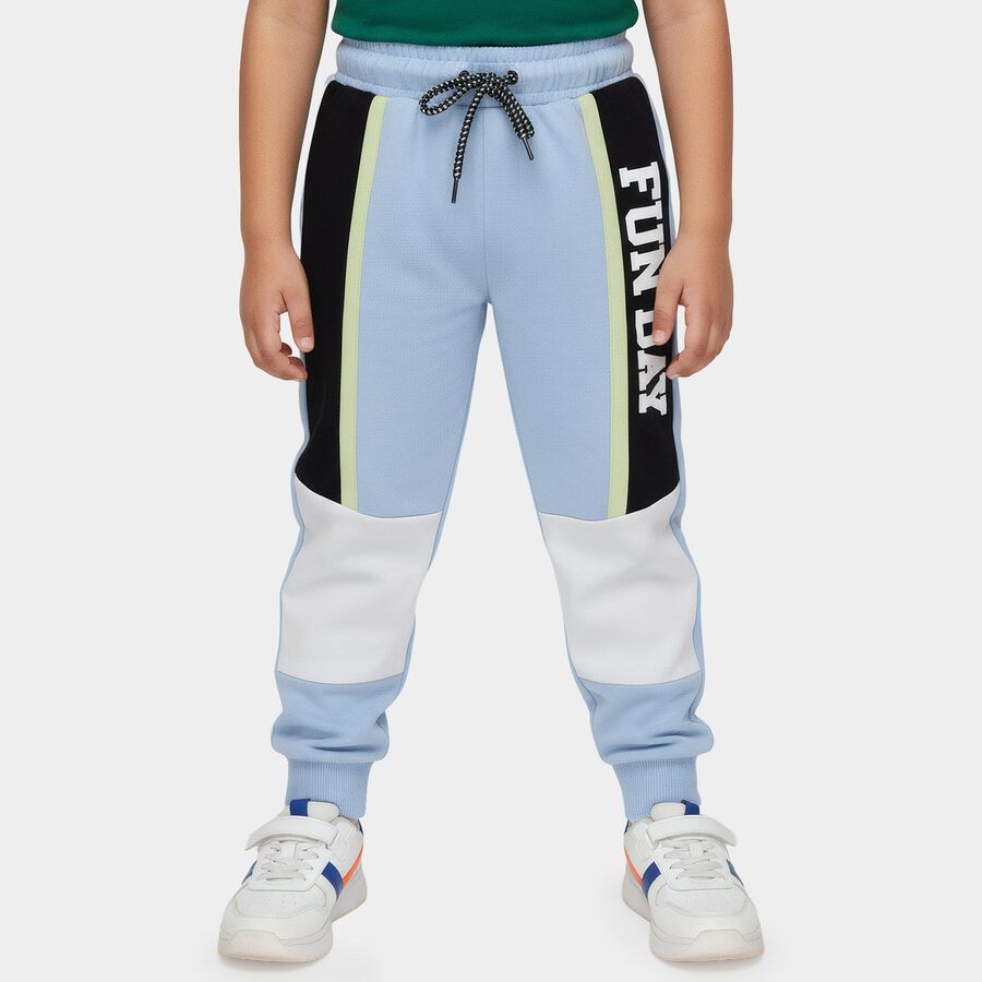 Boys' Light Blue Color-Block Cotton Blend Pyjama, Light Blue, large