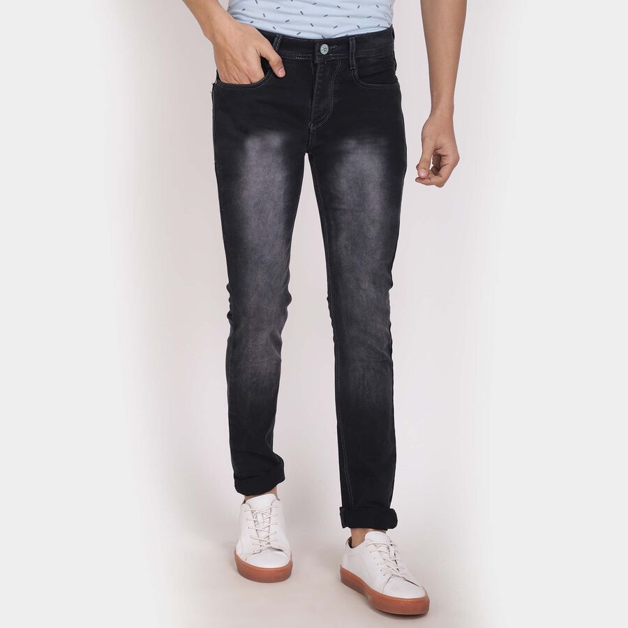 Overdyed 5 Pocket Skinny Fit Jeans, Dark Blue, large image number null