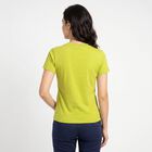 Women's Green Round Neck Regular T-Shirt, Neon Green, small
