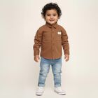 Infants Warm Chestnut Brown Cotton Classic Collar Casual Shirt, Beige, small image number null