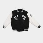 Boys Black Varsity Jacket, Black, small