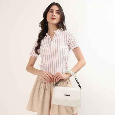 Women's Beige Polo Neck Classic Polo T-Shirt