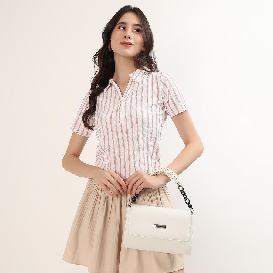 Women's Beige Polo Neck Classic Polo T-Shirt, गहरा पीला, large