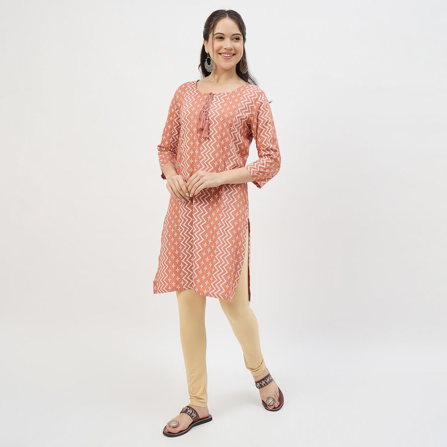 Women's Khaki Cotton Blend Plain Churidar, खाकी, large
