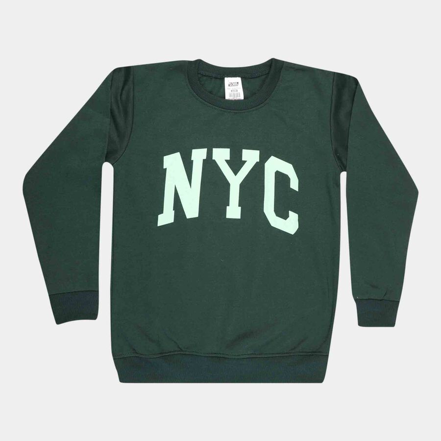 Boys Round Neck Sweatshirt, Dark Green, large image number null