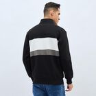 Men's Jet Black High Neck Casual Sweatshirt, काला, small image number null