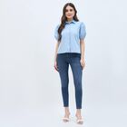 Ladies' 100% Cotton Shirt, Mid Blue, small