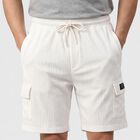 Men's White Regular Fit Cargo Bermuda Shorts, सफ़ेद, small