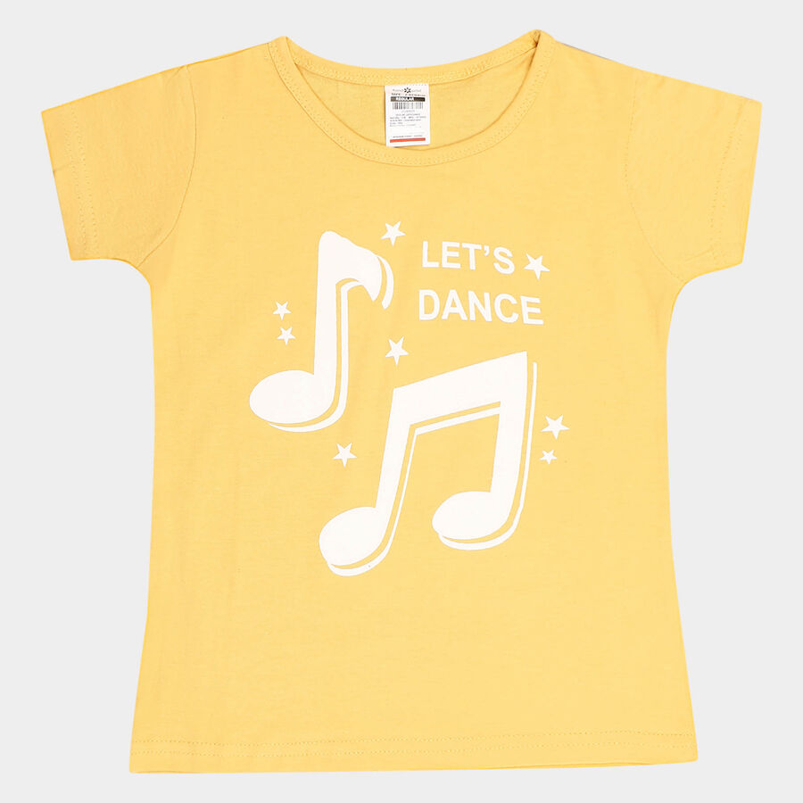 Girls Cotton T-Shirt, Yellow, large image number null