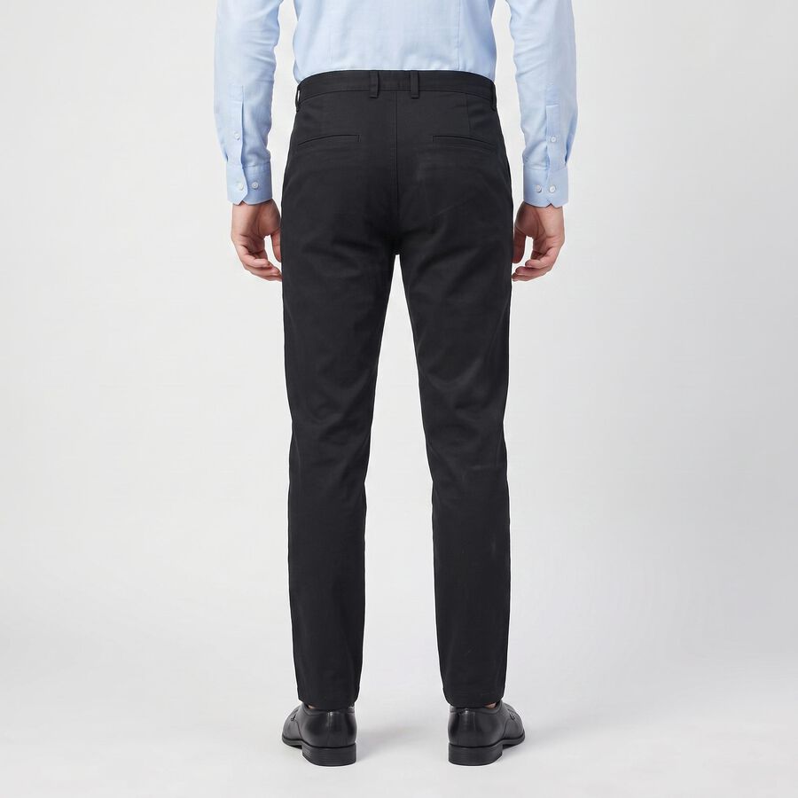 Men's Navy Blue Slim Fit Flat-Front Trousers, Navy Blue, large