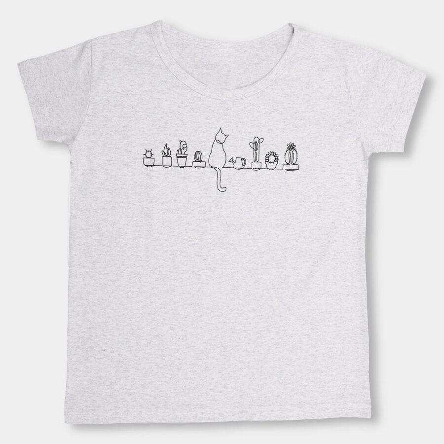 Girls' T-Shirt, मिश्रित मध्यम ग्रे, large image number null